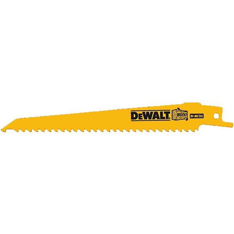 Dewalt 6" 6 TPI Taper Back Bi-Metal Reciprocating Blade for General Purpose Wood Cutting