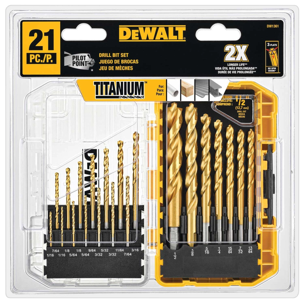 Dewalt 21-Piece Pilot Point Titanium Drill Bit Set