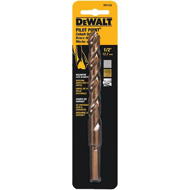 Dewalt Pilot Point Cobalt Drill Bit, 1/2"