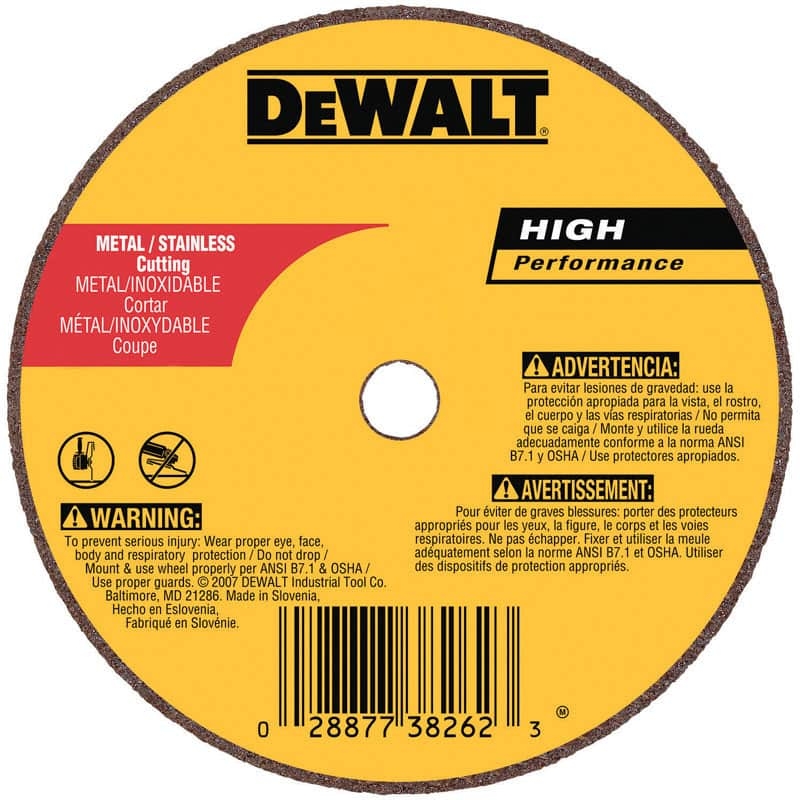 Dewalt High Performance Metal & Stainless Small Diameter Cutting & Grinding Wheel, 3" x .035" x 1/4" - A36T