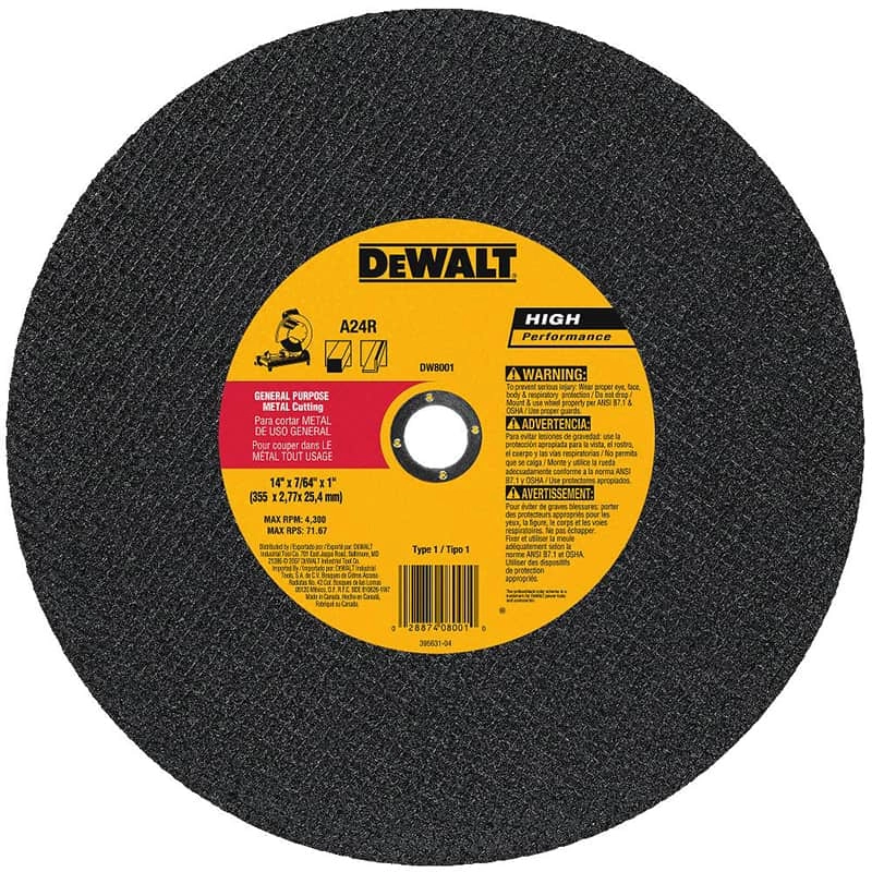 Dewalt High Performance Metal Chop Saw Cutting Wheel, 14" x 7/64" x 1"
