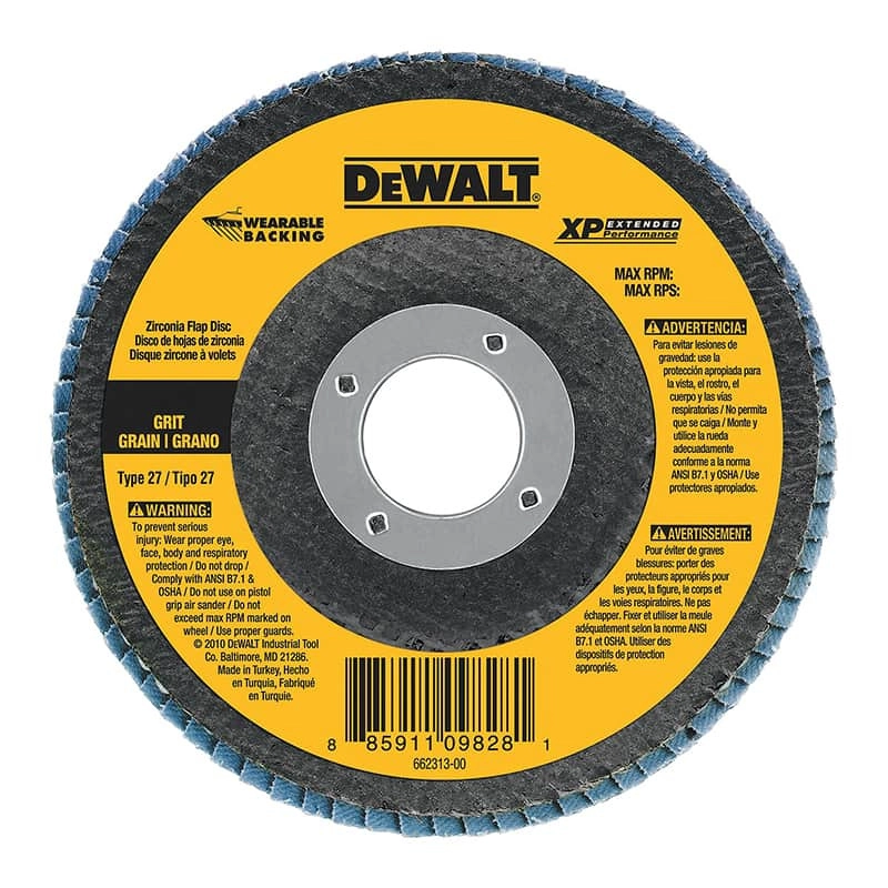 Dewalt XP Wearable Backing Type 27 Flap Disc, 4 1/2" x 7/8" - Z60