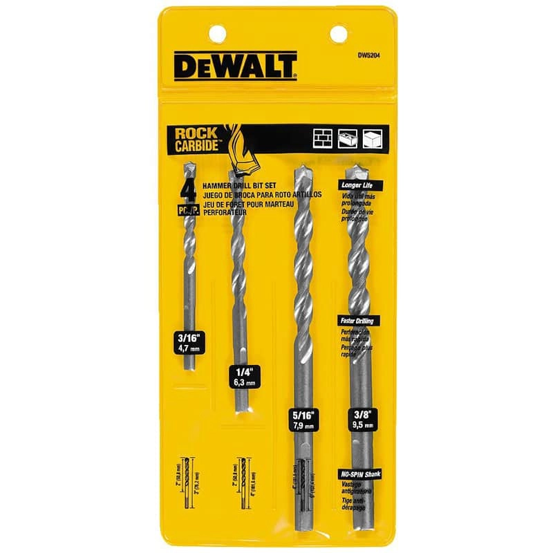 Dewalt 4-Piece Premium Percussion Masonry Drill Bit Set