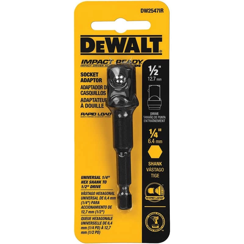 Dewalt IMPACT READY 1/4" Hex Shank to 1/2" Drive Socket Adaptor