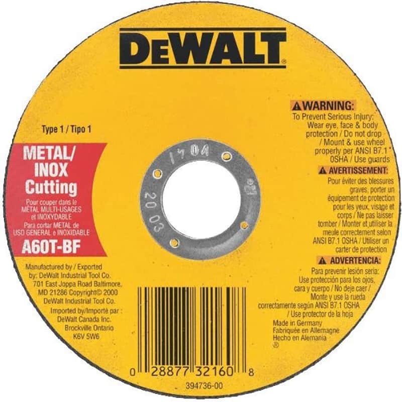 Dewalt High Performance Metal & Stainless Small Diameter Cutting & Grinding Wheel, 2 1/2" x .035" x 1/4" - A60T