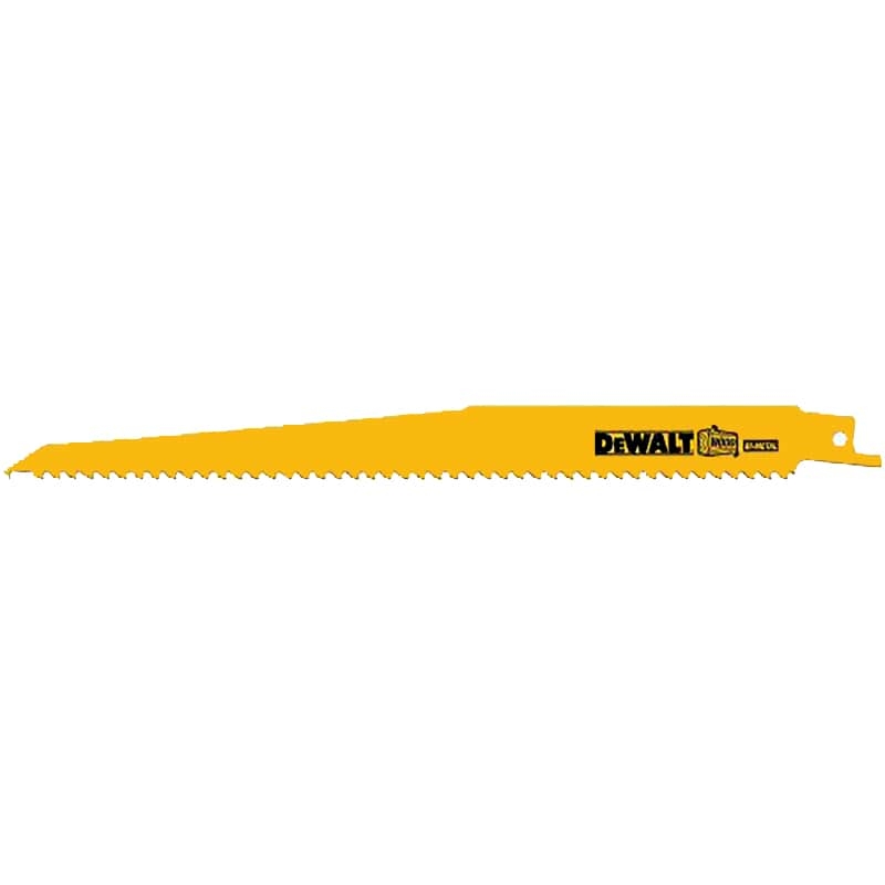 Dewalt 9" 6 TPI Taper Back Bi-Metal Reciprocating Blade for General Purpose Wood Cutting