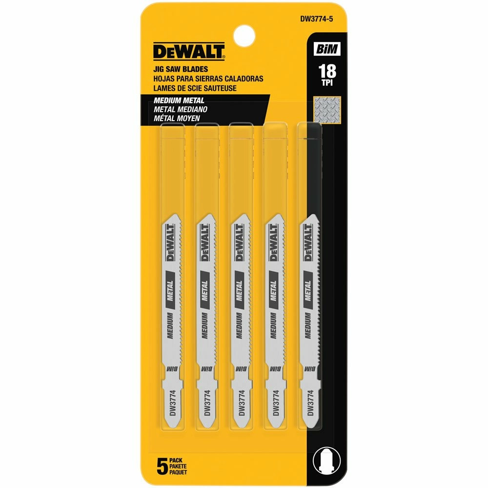 Dewalt 3 In. x 18 TPI High Carbon Steel Jig Saw Blade, Medium Metal (5-Pack)