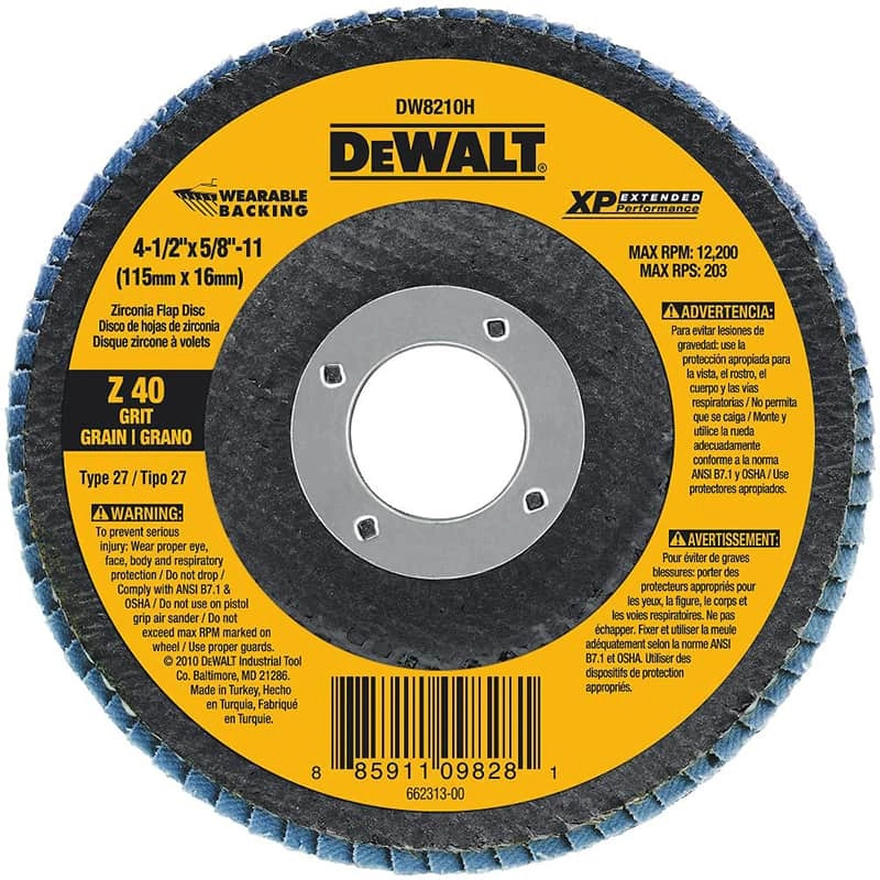 Dewalt XP Wearable Backing Type 27 Flap Disc, 4 1/2" x 7/8" - Z40