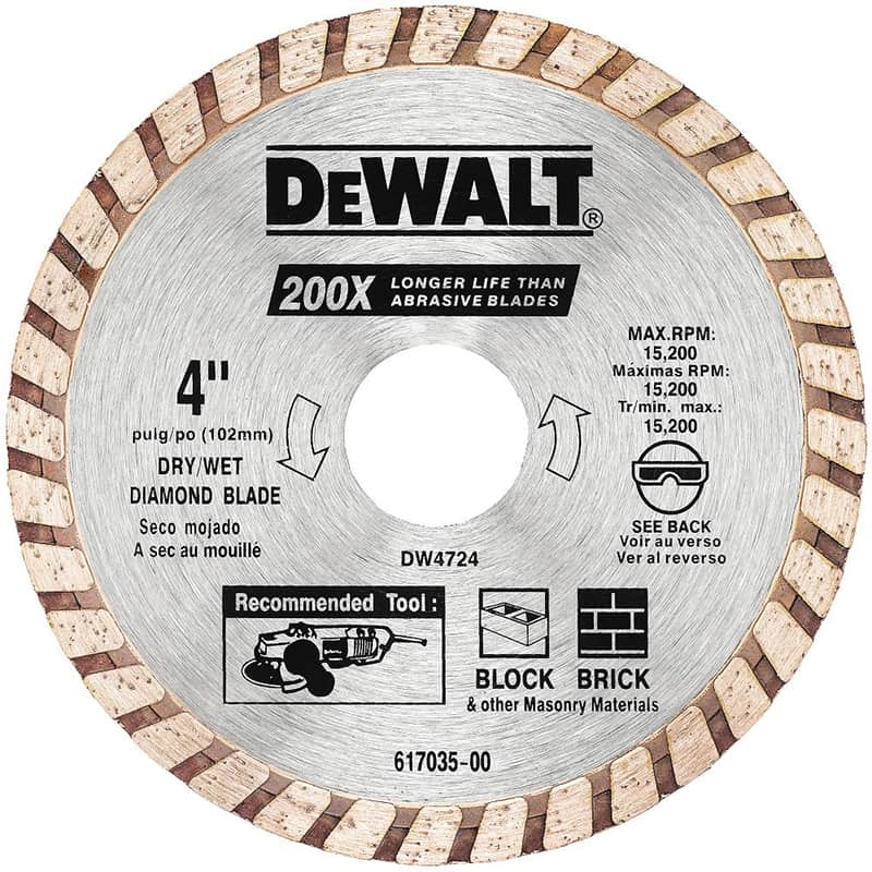 Dewalt High Performance Diamond Turbo Masonry Blade, 4"