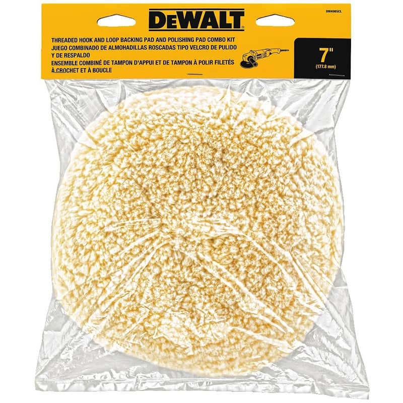 Dewalt 7" Wool Buffing Pad & Backing Pad Combo Kit