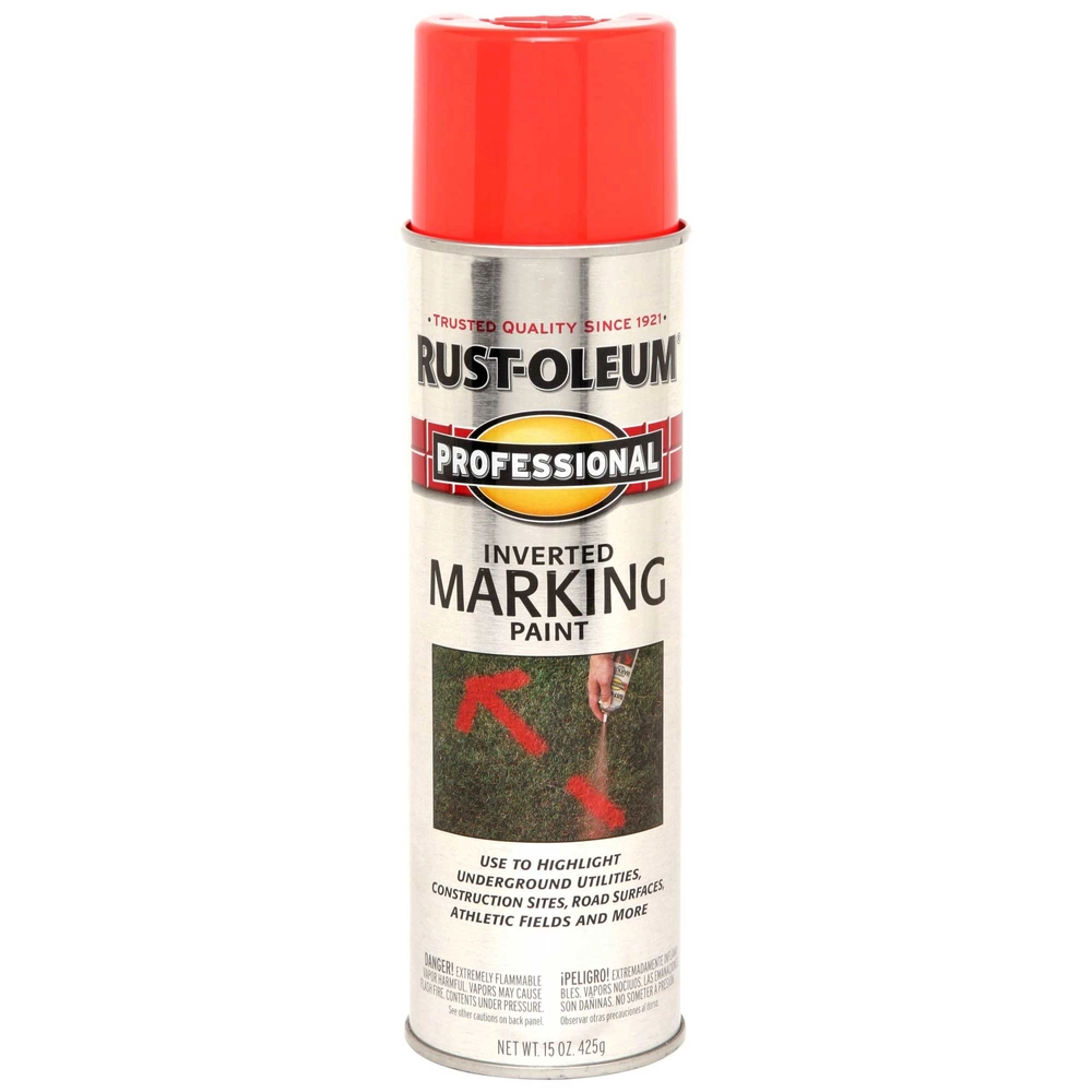 Rust-Oleum® Professional Inverted Marking Paint Spray, 15 oz. - Fluorescent Red Orange