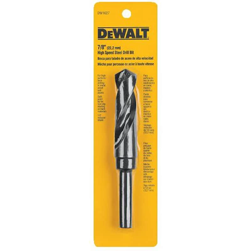 Dewalt Reduced Shank Black Oxide Drill Bit, 7/8" (1/2" Shank)