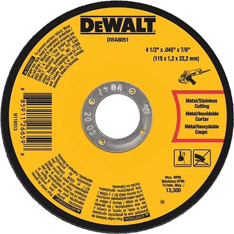 Dewalt Small Diameter Metal Cutting Wheel, 4 1/2" x .045" x 7/8"