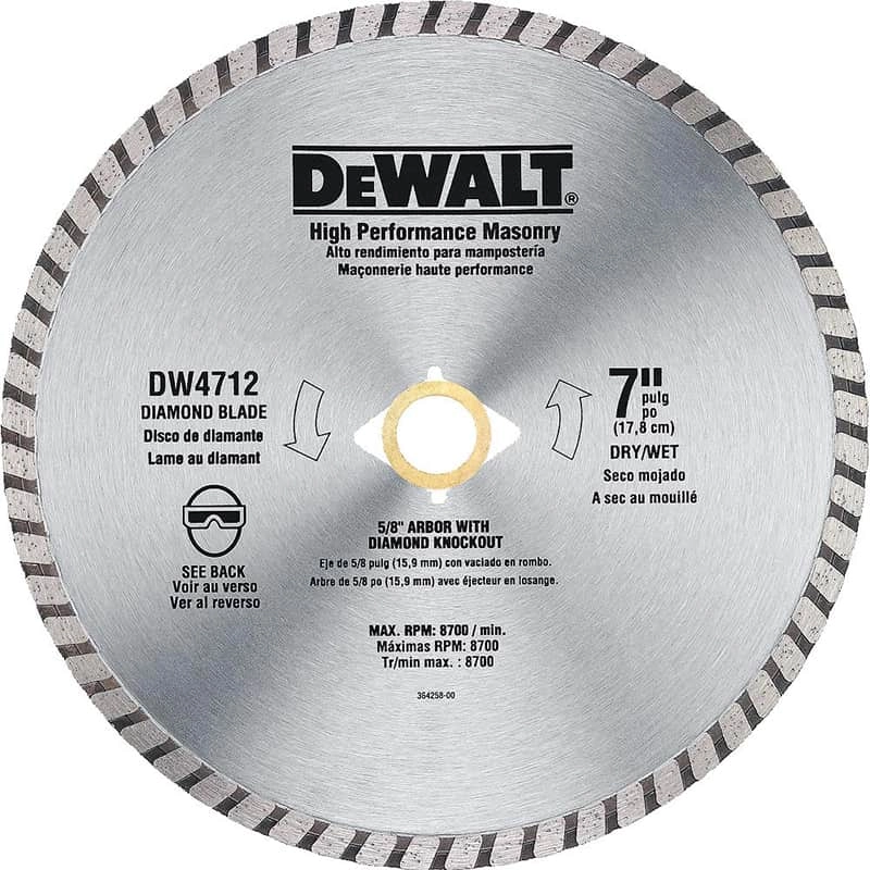 Dewalt High Performance Diamond Turbo Masonry Blade, 7"