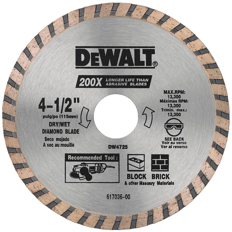 Dewalt High Performance Diamond Turbo Masonry Blade, 4 1/2"