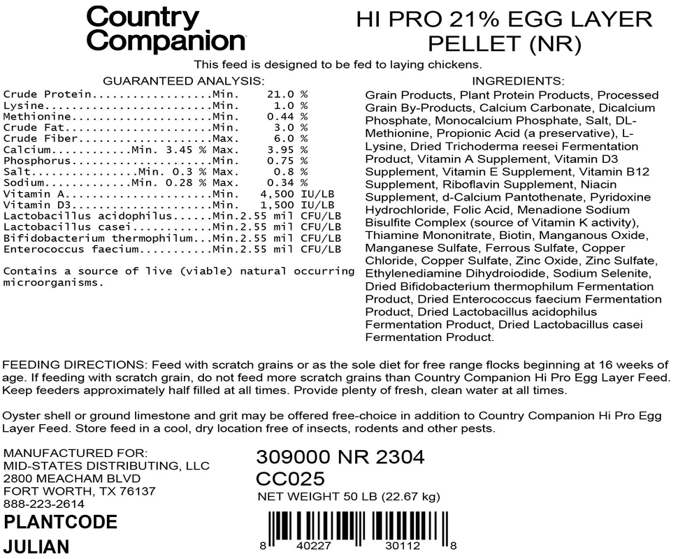 Country Companion Hi-Pro Egg Layer Feed, 50 lbs.