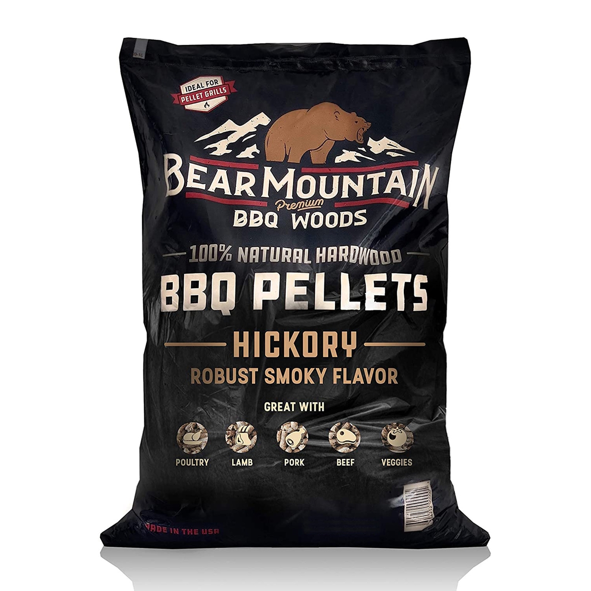 Bear Mountain Hickory BBQ Wood Pellets, 40 lbs.