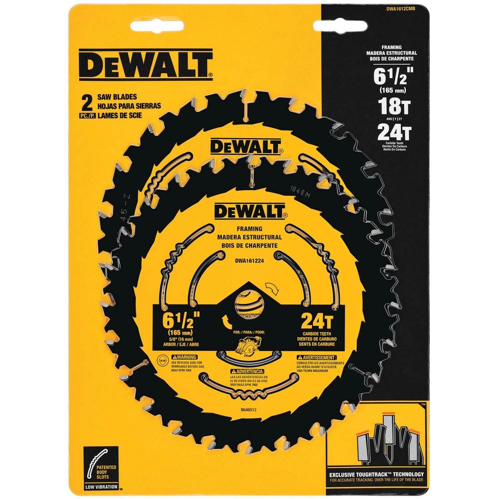 DEWALT 6-1/2" 18/24-Tooth Circular Saw Blade, Combo, Pack Of 1 (Packaging May Vary)