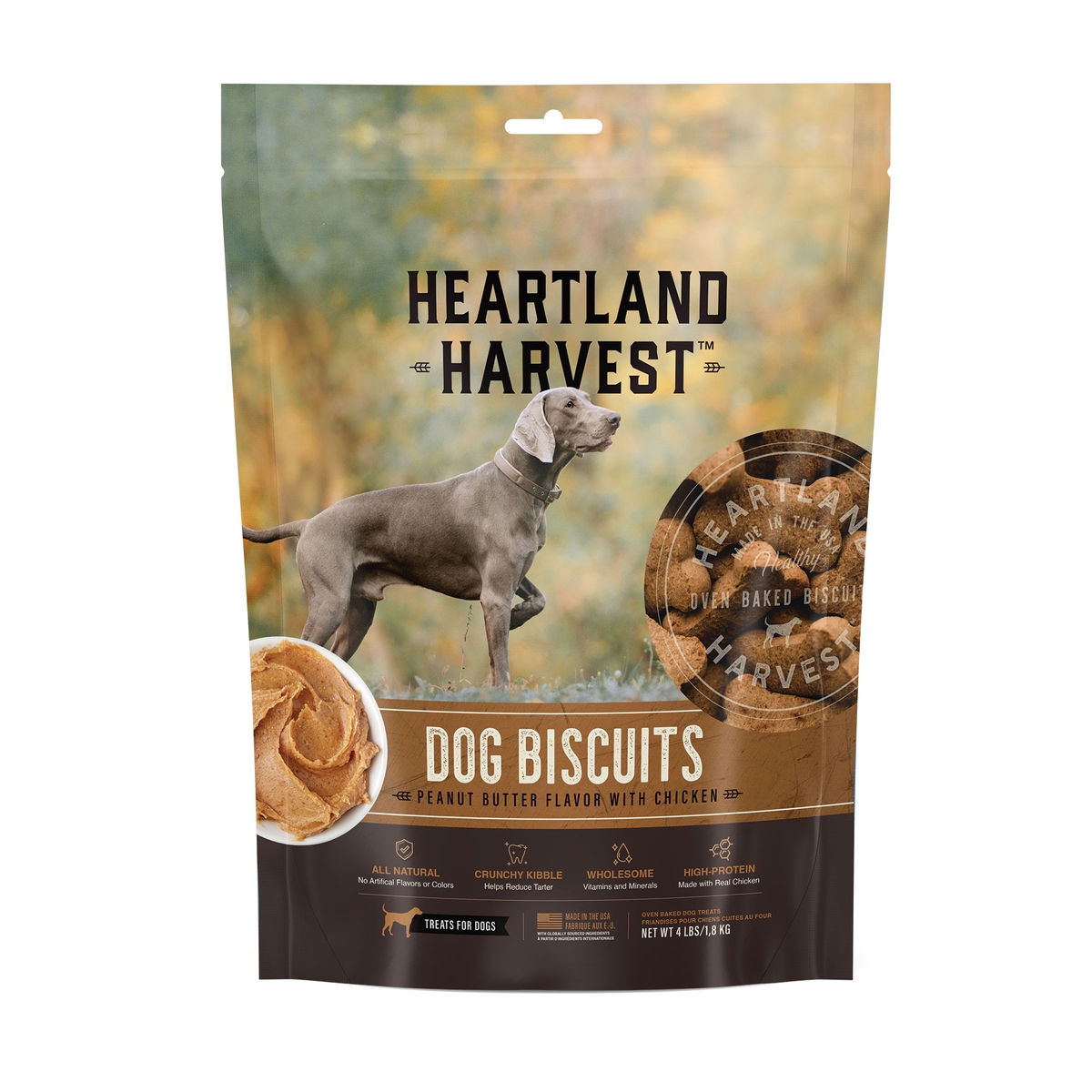 Heartland Harvest Dog Biscuits, Peanut Butter Flavor with Chicken, 4 lb.