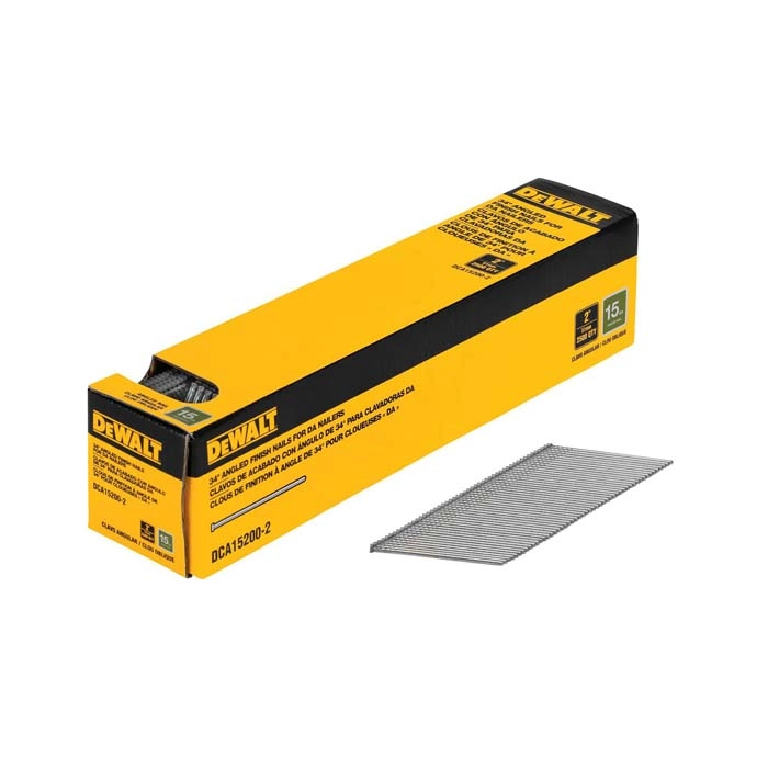 DEWALT 2" 15 Gauge DA Style Angled Finish Nails, 2,500 pack