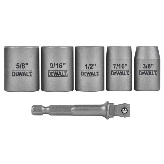 DEWALT 6 piece Short Std. Socket Set with 3/8" Adpt