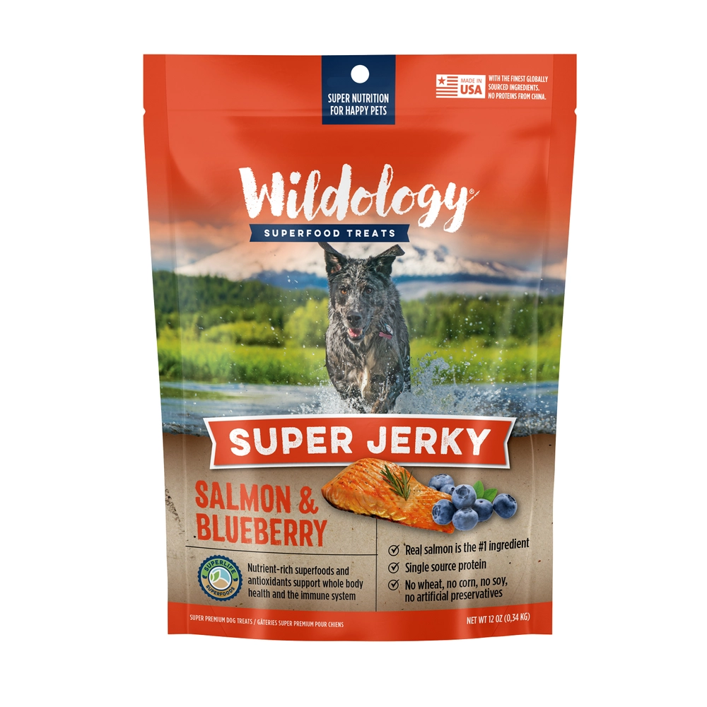 Wildology Salmon and Blueberry Super Jerky Dog Treats, 12 oz.