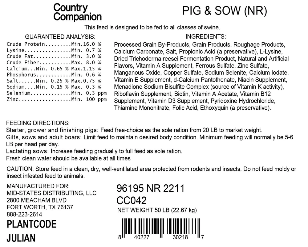 Country Companion Pig & Sow Feed, 50 lbs. Bag