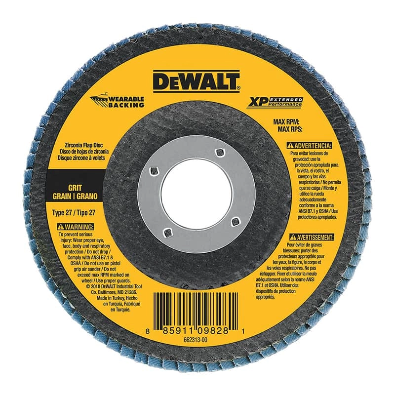 Dewalt XP Wearable Backing Type 27 Flap Disc, 4 1/2" x 7/8" - Z80