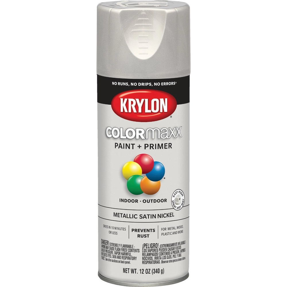 Krylon ColorMaxx 11 Oz. Brushed Metallic Satin Spray Paint, Nickel