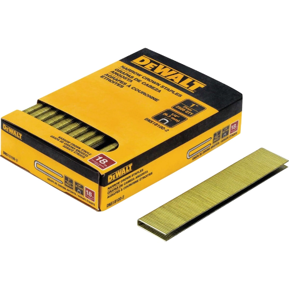 DEWALT 1/4 In. x 1 In. 18-Gauge Collated Crown Staples (2500 Ct.)