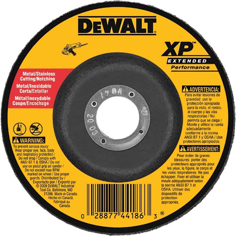 Dewalt XP Metal & Stainless Cutting & Notching Wheel, 4" x 3/32" x 5/8"