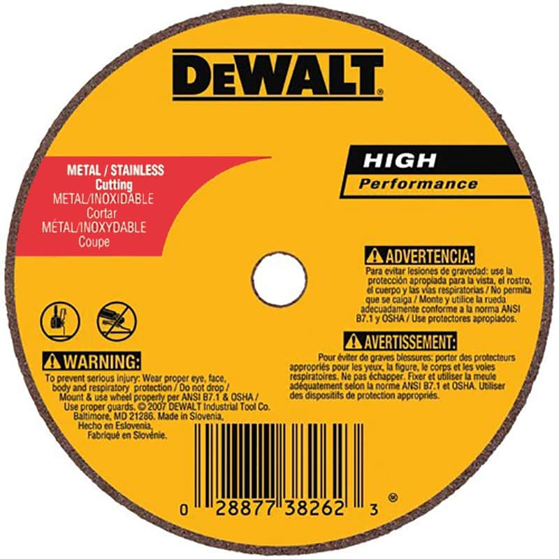 Dewalt High Performance Metal & Stainless Small Diameter Cutting & Grinding Wheel, 4" x .035" x 3/8" - A60T